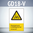 Знак «Находиться в междупутье опасно!», GD18-V (односторонний вертикальный, 450х700 мм, пластик 2 мм)